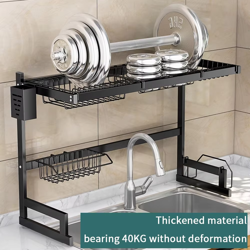 Organizador de Fregadero Grande de Acero Inoxidable – Color Negro
