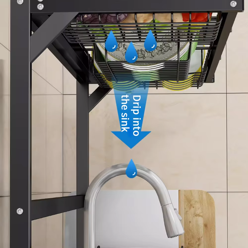 Organizador de Fregadero Grande de Acero Inoxidable – Color Negro