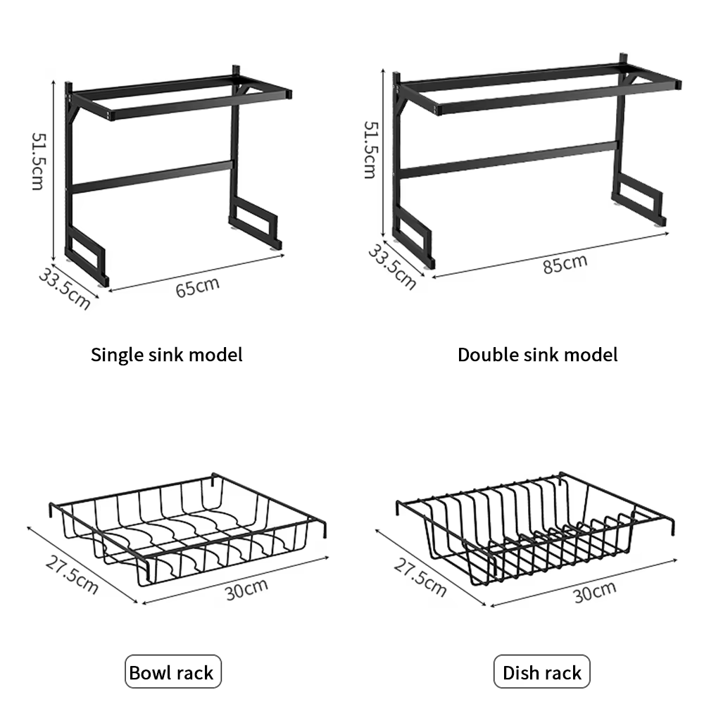 Organizador de Fregadero Grande de Acero Inoxidable – Color Negro